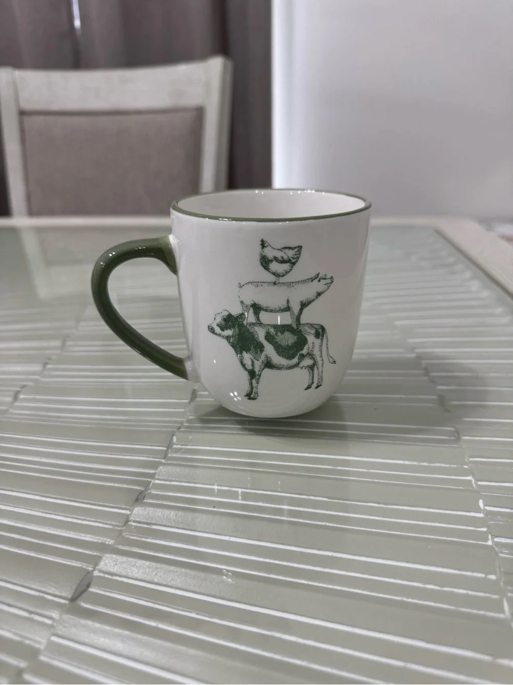 Green Handle Farm Animal Ceramic Coffee Mug